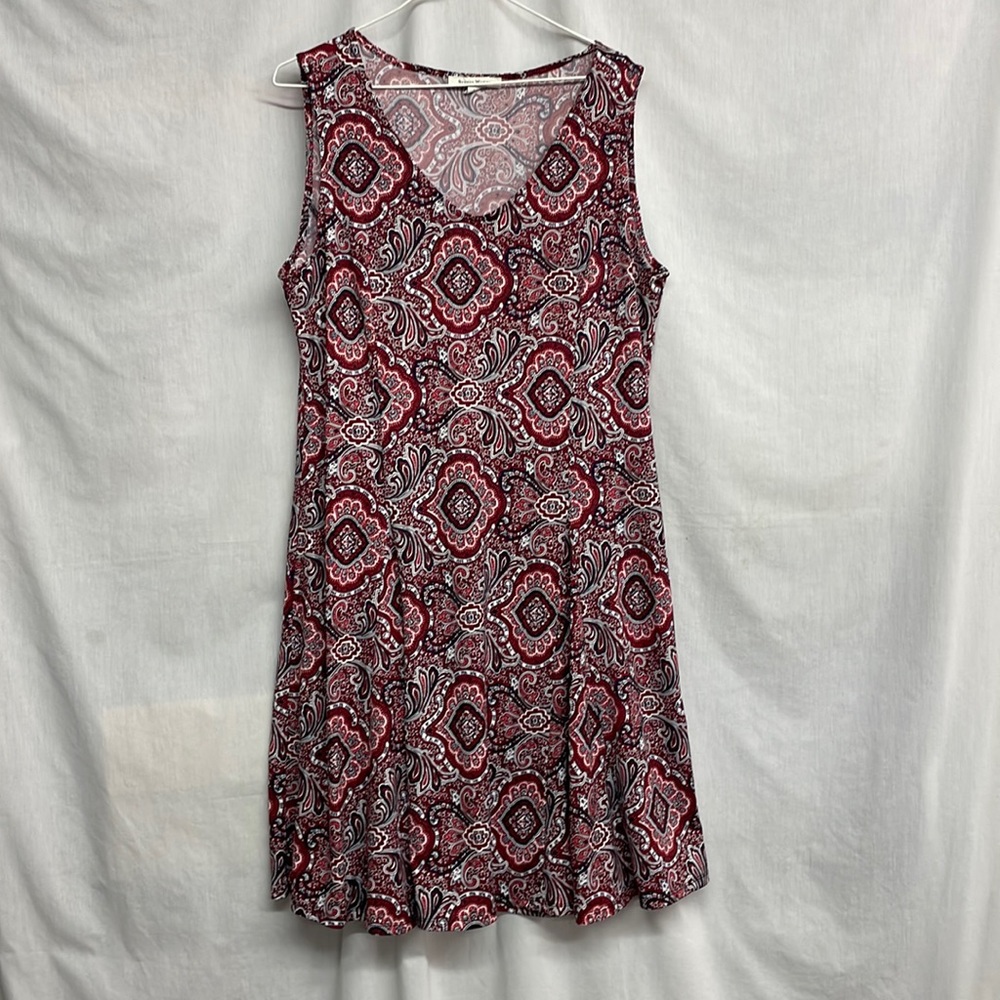 Studio Works Red/Black/White Print Casual Dress Size Large